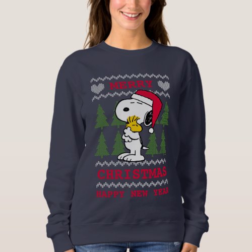 Peanuts  Snoopy  Woodstock Santa Claus Hug Sweatshirt