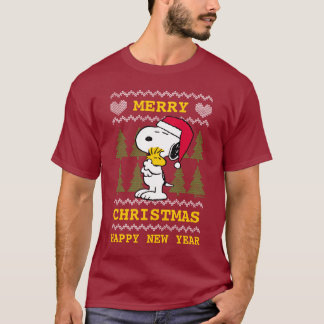 Peanuts | Snoopy & Woodstock Santa Claus Hug T-Shirt