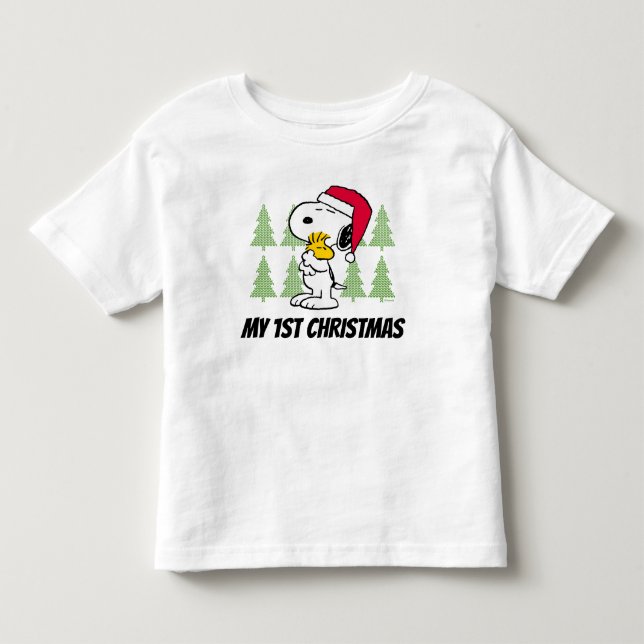 Peanuts | Snoopy & Woodstock Santa Claus Hug Toddler T-shirt (Front)