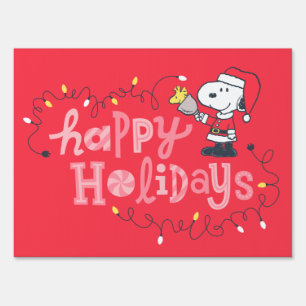 Peanuts Snoopy & Woodstock Santa Claus Sign