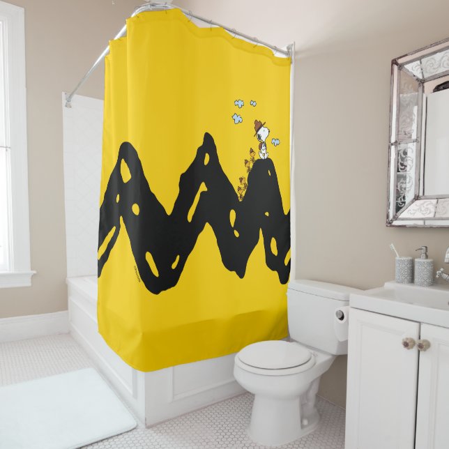 Peanuts | Snoopy & Woodstock Scout Troop Hike Shower Curtain (In Situ)