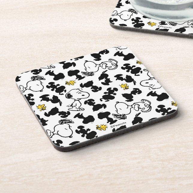 Peanuts |  Snoopy & Woodstock Shadow Pattern Beverage Coaster (Left Side)