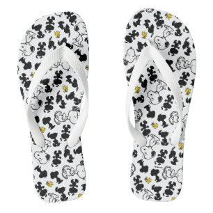 Peanuts Snoopy & Woodstock Shadow Pattern Flip Flops