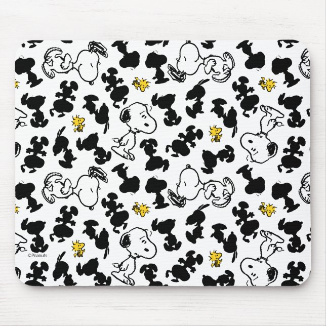 Peanuts |  Snoopy & Woodstock Shadow Pattern Mouse Pad (Front)
