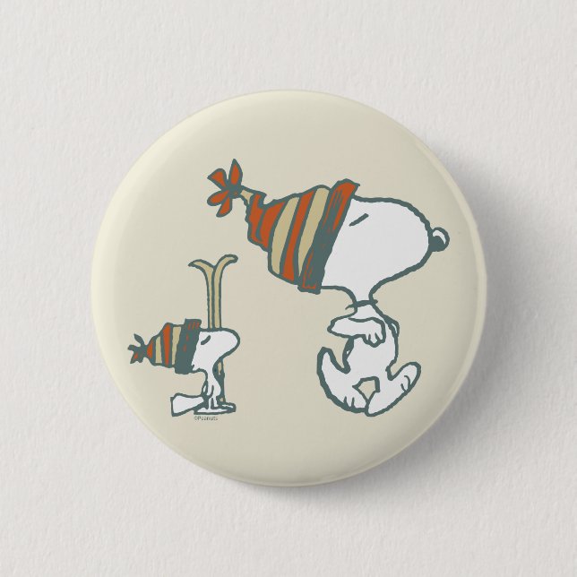 Peanuts | Snoopy & Woodstock Ski Trip Button (Front)
