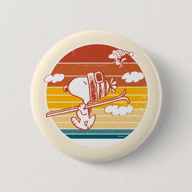 Peanuts | Snoopy & Woodstock Ski Trip Button (Front)