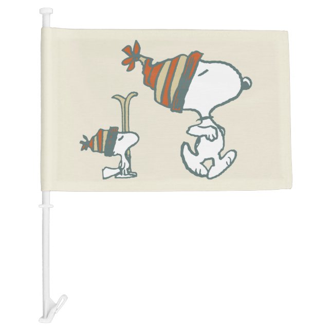 Peanuts | Snoopy & Woodstock Ski Trip Car Flag (Front)