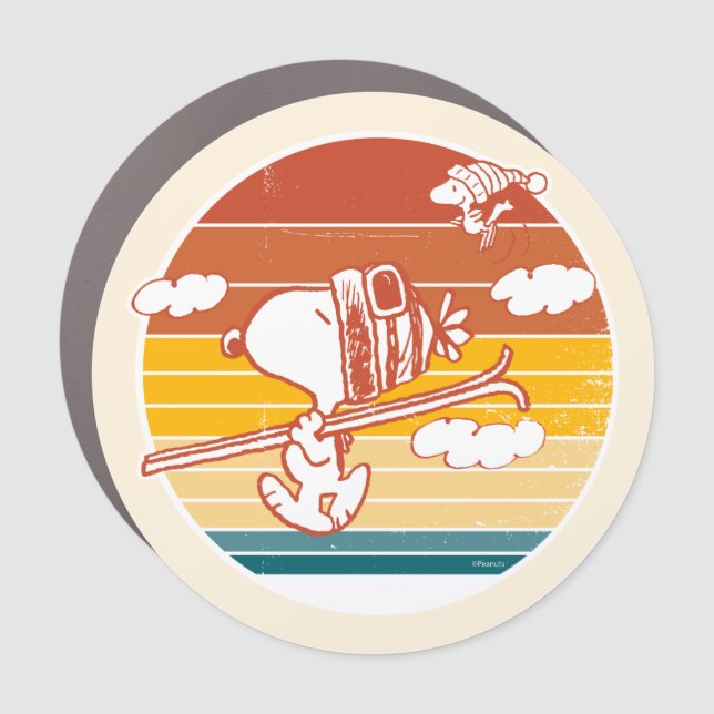 Peanuts | Snoopy & Woodstock Ski Trip Car Magnet (Front)