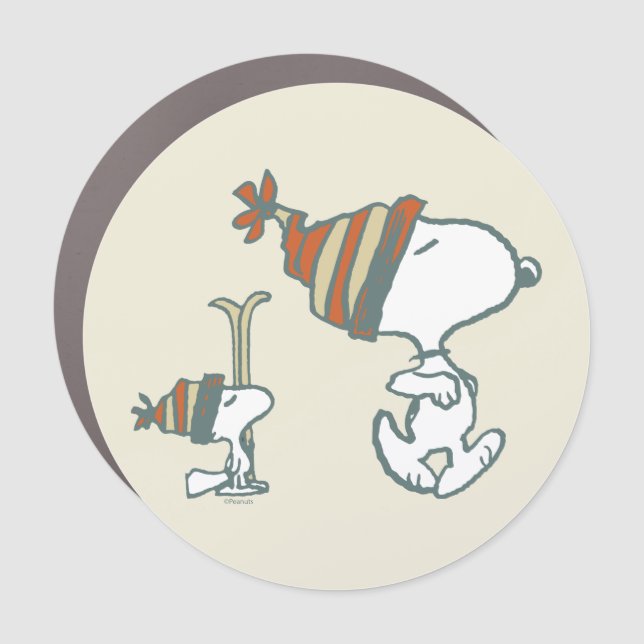 Peanuts | Snoopy & Woodstock Ski Trip Car Magnet (Front)