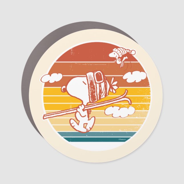 Peanuts | Snoopy & Woodstock Ski Trip Car Magnet (Front)