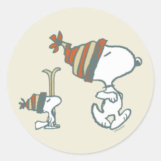 Peanuts | Snoopy & Woodstock Ski Trip Classic Round Sticker