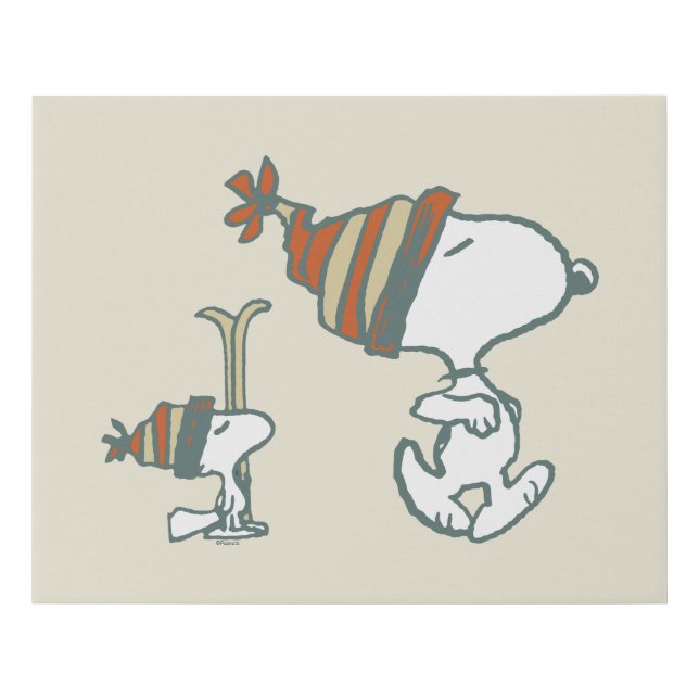 Peanuts | Snoopy & Woodstock Ski Trip Faux Canvas Print (Front)