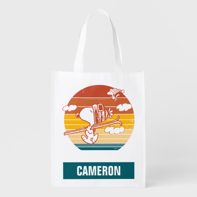 Peanuts | Snoopy & Woodstock Ski Trip Grocery Bag (Front)