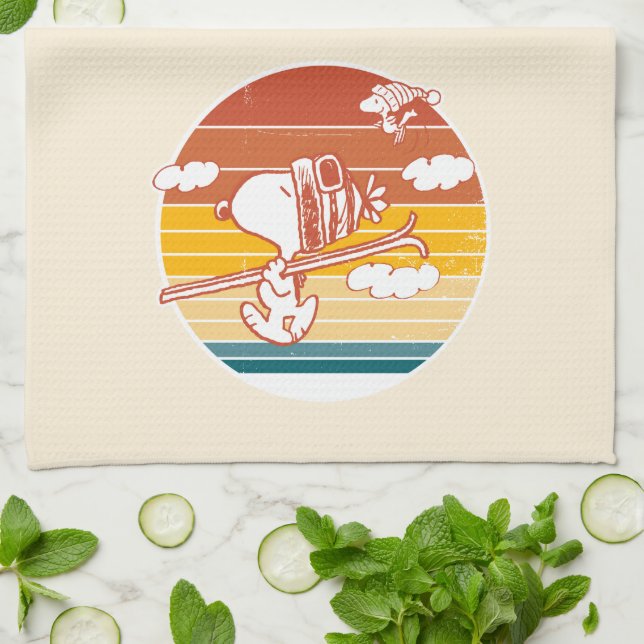 Peanuts | Snoopy & Woodstock Ski Trip Kitchen Towel (Folded)