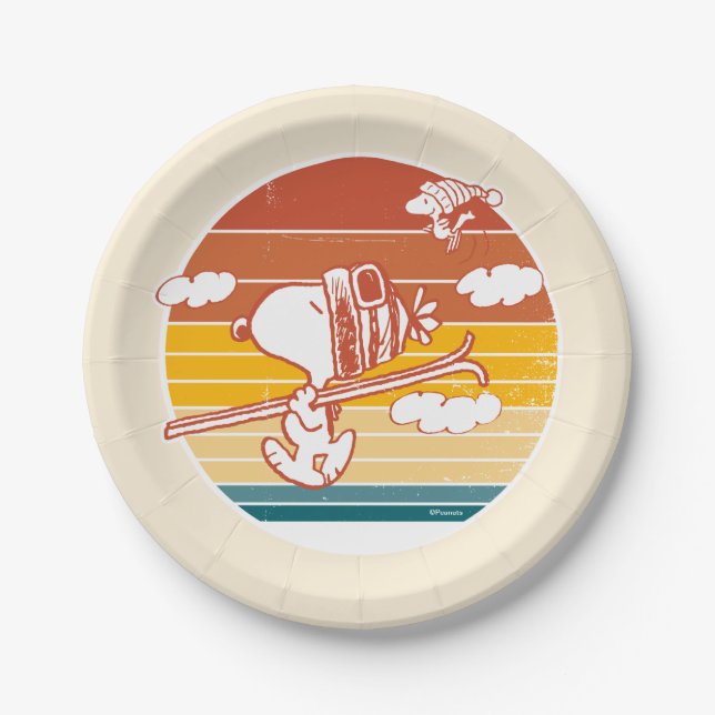 Peanuts | Snoopy & Woodstock Ski Trip Paper Plates (Front)