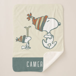 Peanuts   Snoopy & Woodstock Ski Trip Sherpa Blanket