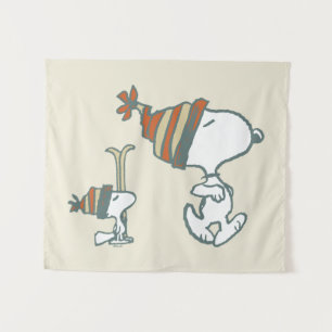 Peanuts Snoopy & Woodstock Ski Trip Tapestry