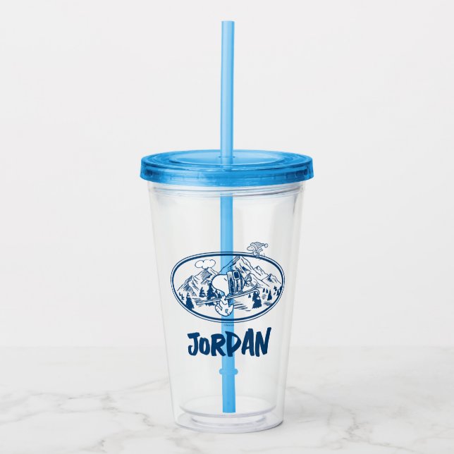 Peanuts | Snoopy & Woodstock Skiing Acrylic Tumbler (Front)