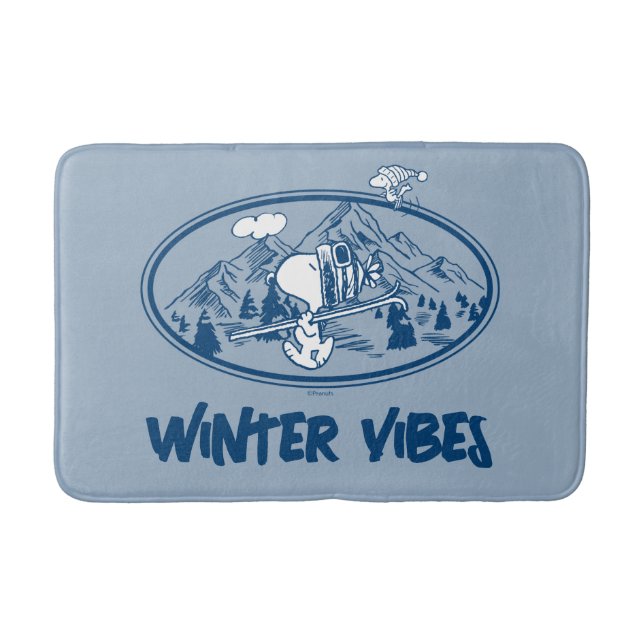 Peanuts | Snoopy & Woodstock Skiing Bath Mat (Front)