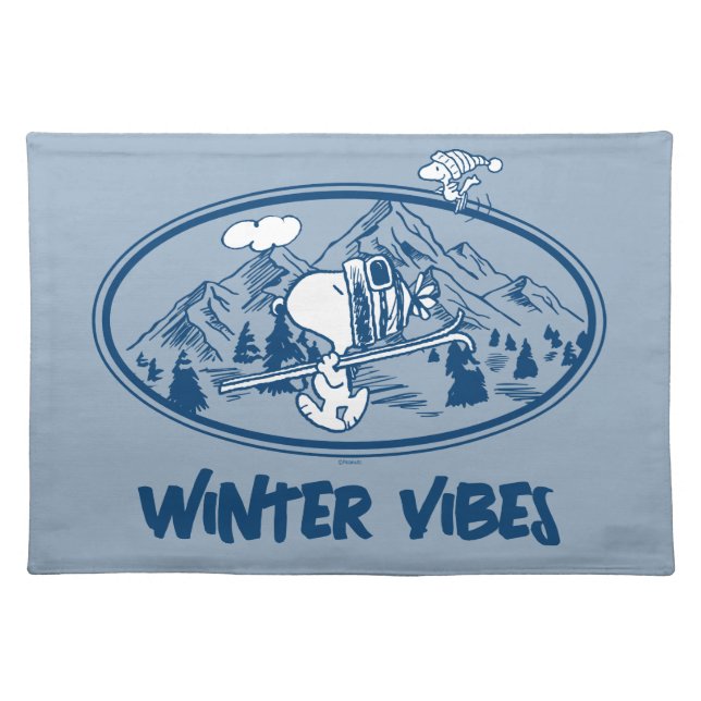 Peanuts | Snoopy & Woodstock Skiing Cloth Placemat (Front)