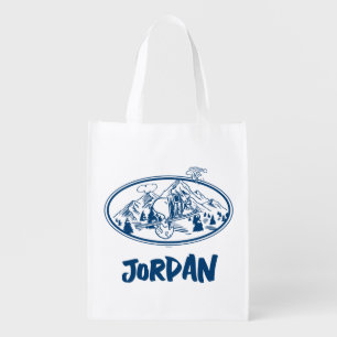 Peanuts Snoopy & Woodstock Skiing Grocery Bag