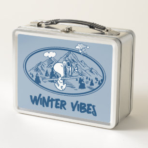 Peanuts Snoopy & Woodstock Skiing Metal Lunch Box