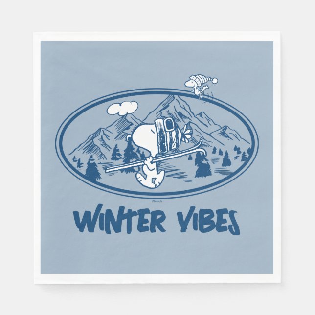 Peanuts | Snoopy & Woodstock Skiing Napkins (Front)
