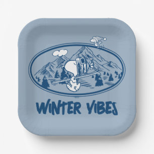 Peanuts   Snoopy & Woodstock Skiing Paper Plates