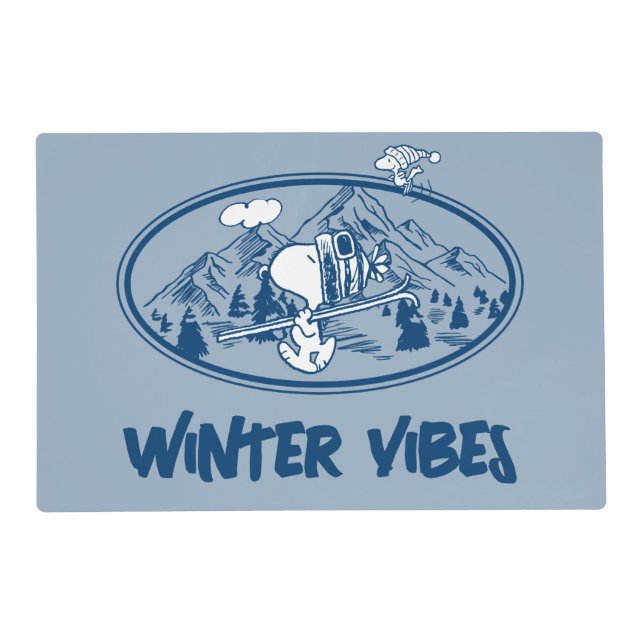 Peanuts | Snoopy & Woodstock Skiing Placemat (Front)