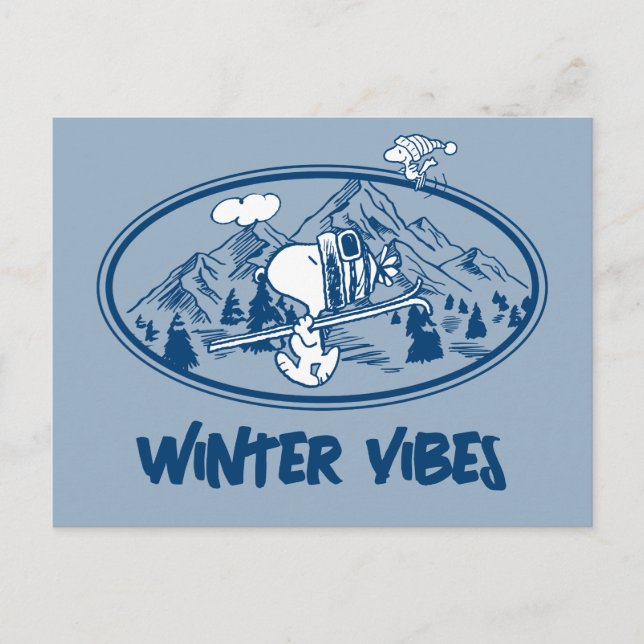 Peanuts | Snoopy & Woodstock Skiing Postcard (Front)
