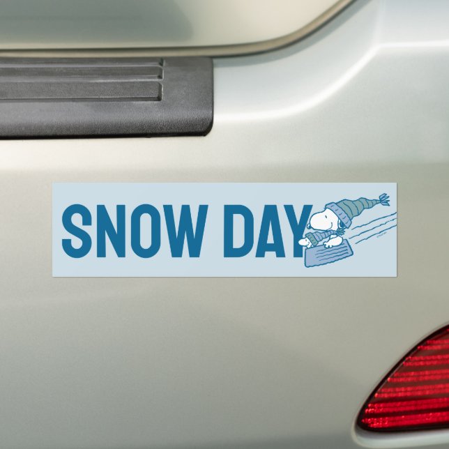 Peanuts | Snoopy & Woodstock Sledding Bumper Sticker (On Car)