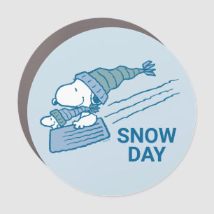 Peanuts Snoopy & Woodstock Sledding Car Magnet
