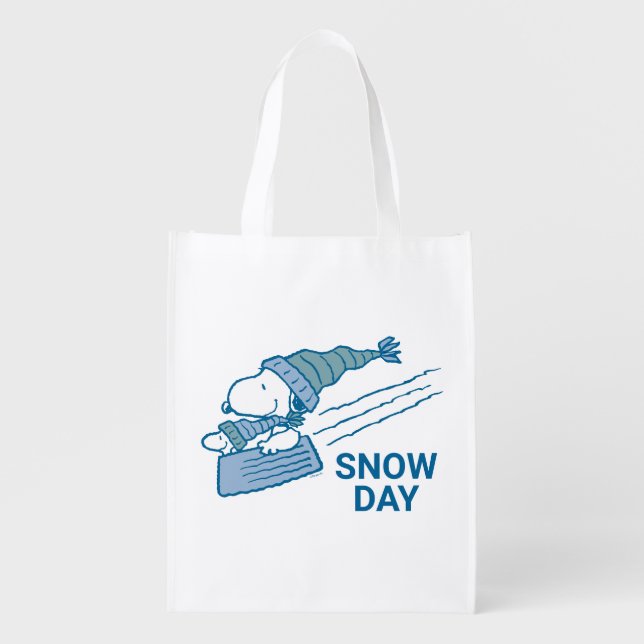 Peanuts | Snoopy & Woodstock Sledding Grocery Bag (Front)