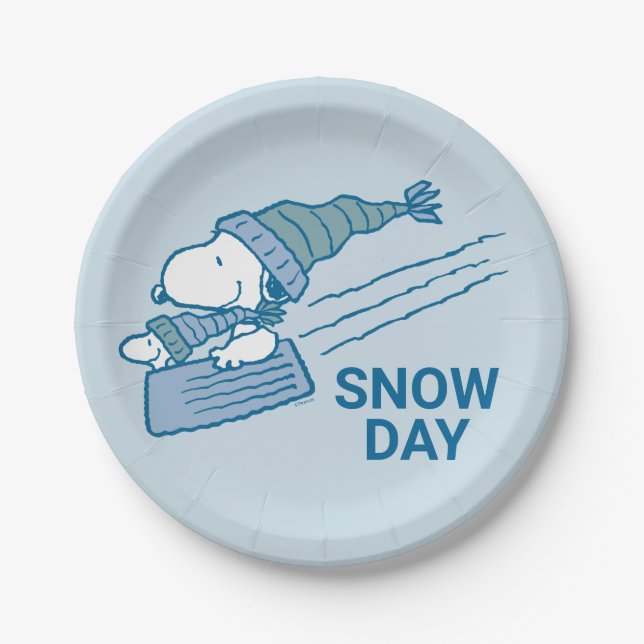 Peanuts | Snoopy & Woodstock Sledding Paper Plates (Front)