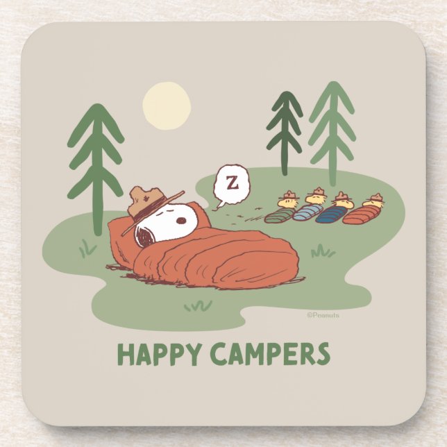 Peanuts | Snoopy & Woodstock Sleeping Campers Beverage Coaster (Front)