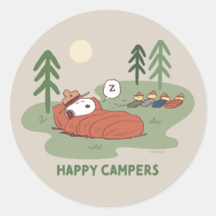 Peanuts   Snoopy & Woodstock Sleeping Campers Classic Round Sticker