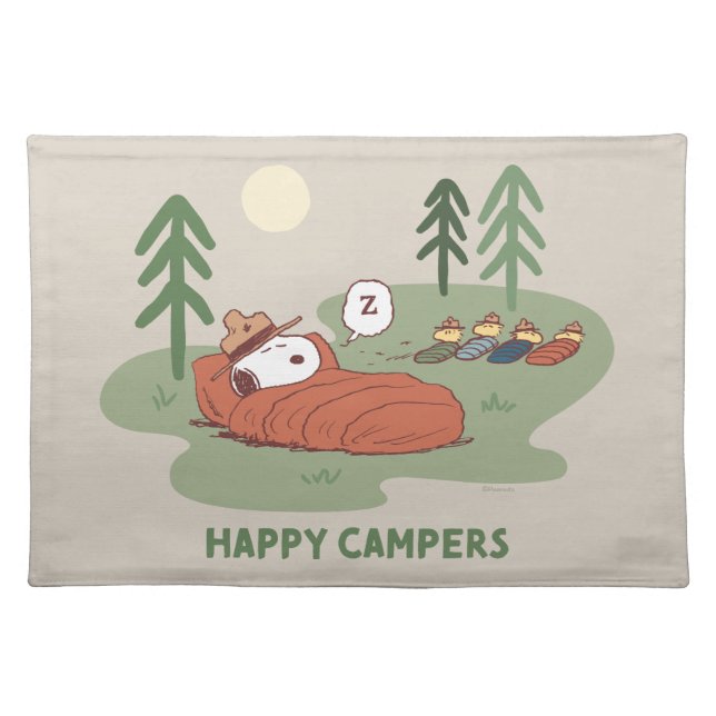 Peanuts | Snoopy & Woodstock Sleeping Campers Cloth Placemat (Front)