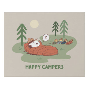 Peanuts Snoopy & Woodstock Sleeping Campers Faux Canvas Print