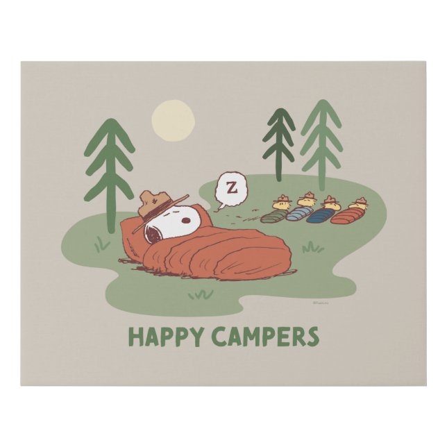 Peanuts | Snoopy & Woodstock Sleeping Campers Faux Canvas Print (Front)
