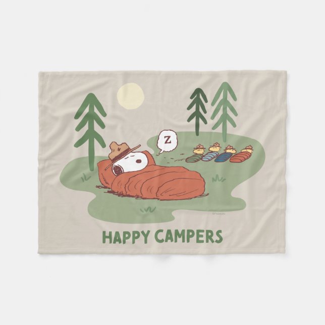 Peanuts | Snoopy & Woodstock Sleeping Campers Fleece Blanket (Front (Horizontal))