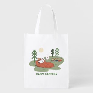 Peanuts Snoopy & Woodstock Sleeping Campers Grocery Bag