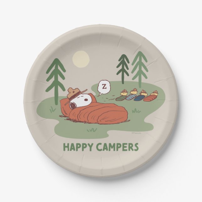 Peanuts | Snoopy & Woodstock Sleeping Campers Paper Plates (Front)