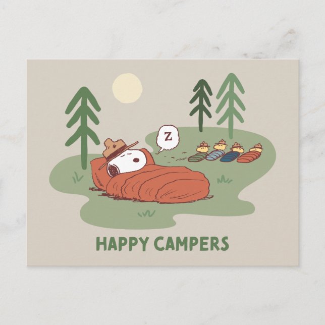 Peanuts | Snoopy & Woodstock Sleeping Campers Postcard (Front)