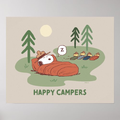 Peanuts  Snoopy  Woodstock Sleeping Campers Poster