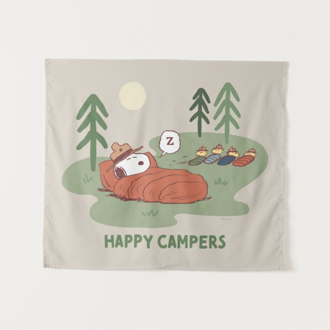 Peanuts | Snoopy & Woodstock Sleeping Campers Tapestry (Front (Horizontal))