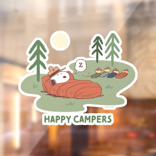 Peanuts Snoopy & Woodstock Sleeping Campers Window Cling