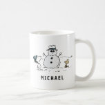 Peanuts | Snoopy & Woodstock Snowman | Add Name Coffee Mug<br><div class="desc">Check out this fun Peanuts design featuring Snoopy and Woodstock.</div>