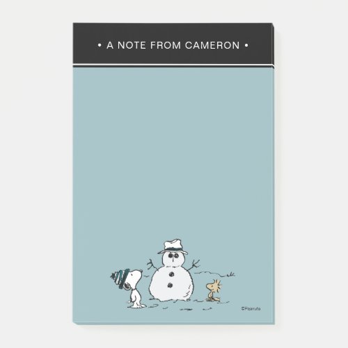 Peanuts  Snoopy  Woodstock Snowman  Add Name Post_it Notes