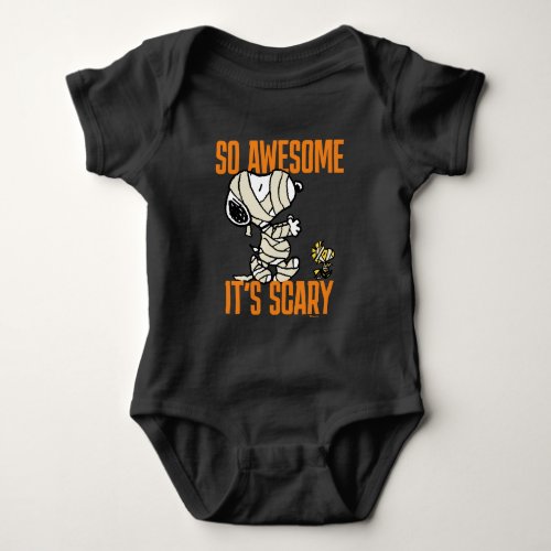 Peanuts  Snoopy  Woodstock So Awesome Its Scary Baby Bodysuit