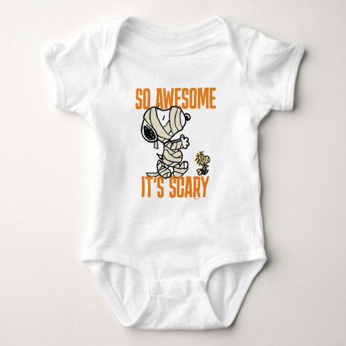 Peanuts  Snoopy  Woodstock So Awesome Its Scary Baby Bodysuit
